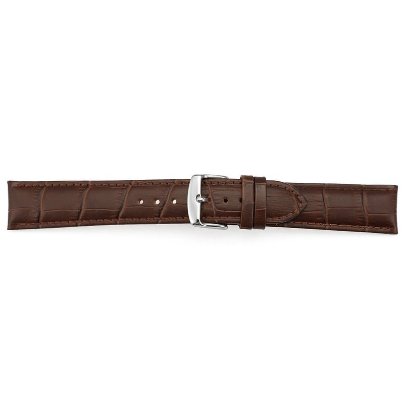 iStrap Leather Watch band Alligator Grain Calfskin Replacement Strap Stainless Steel Buckle Bracelet for Men Women-18mm 19mm 20mm 21mm 22mm 24mm-Black Brown - Image 3
